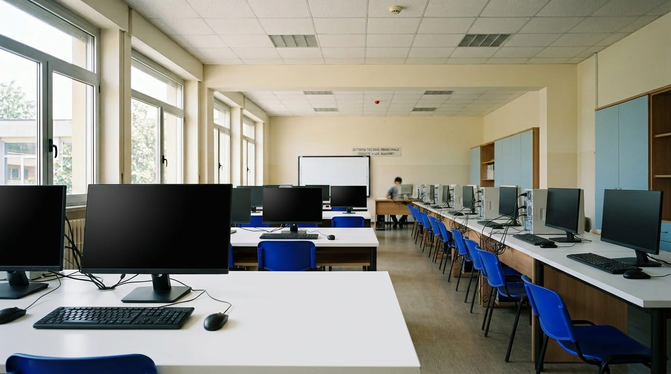Laboratorio informatico tradizionale con postazioni fisiche